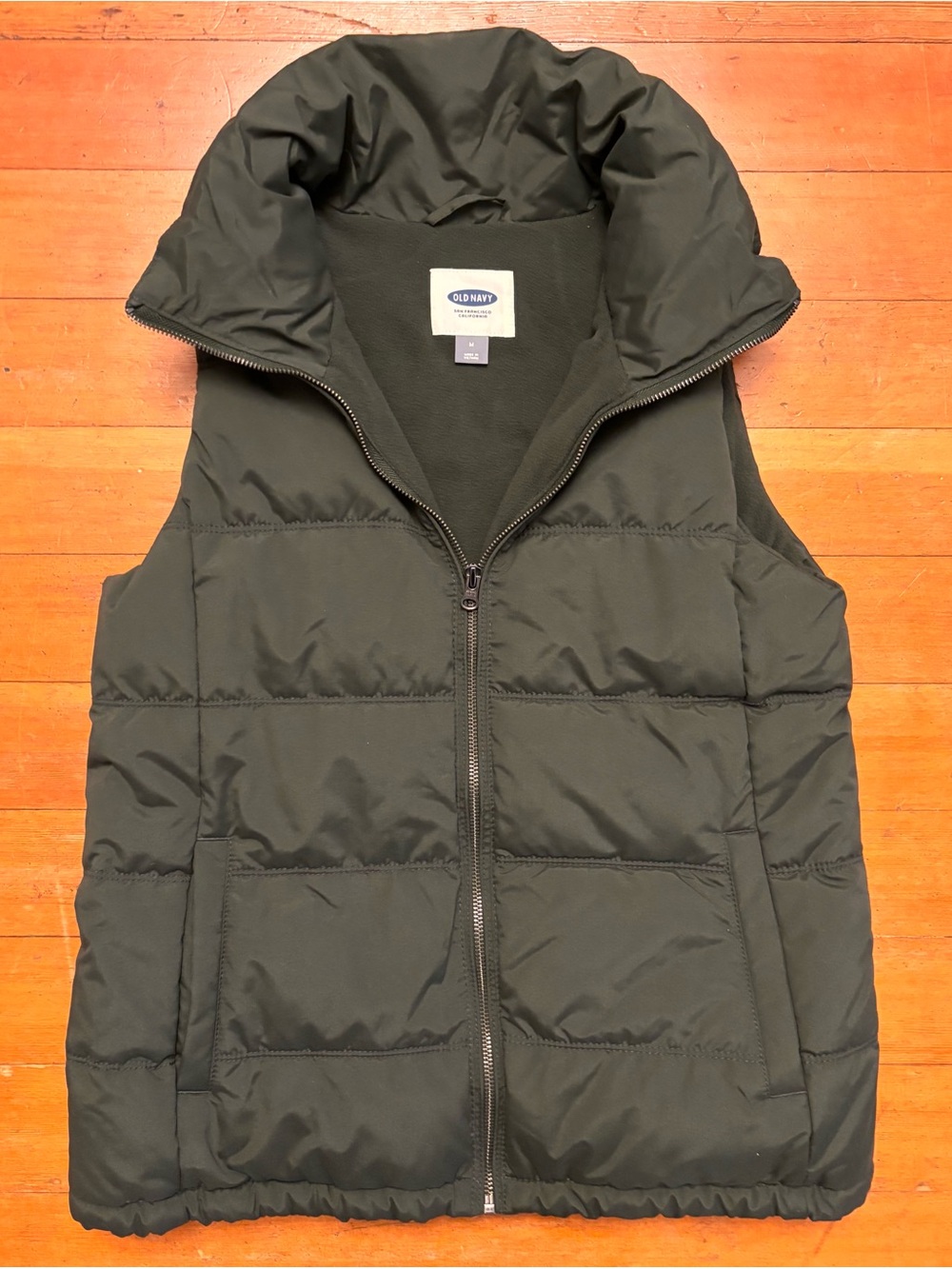 Old Navy Quilted Puffer Vest -olive green - womens